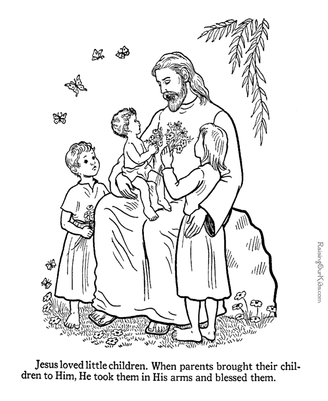 Jesus with children coloring pages to print 048