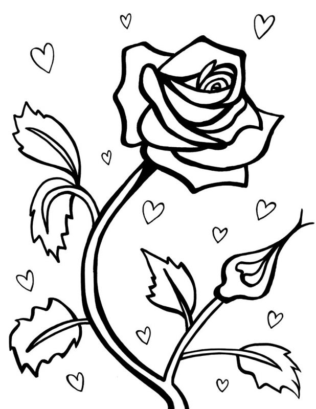 Roses And Hearts Coloring Pages | Coloring Pages Kids Collection