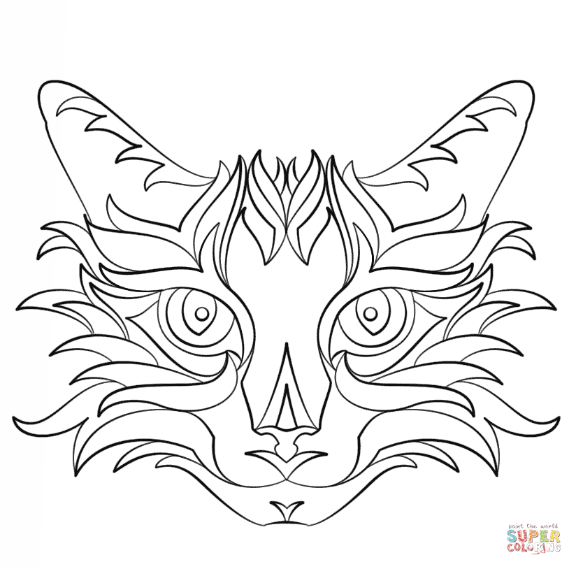 Abstract Cat coloring page | Free Printable Coloring Pages