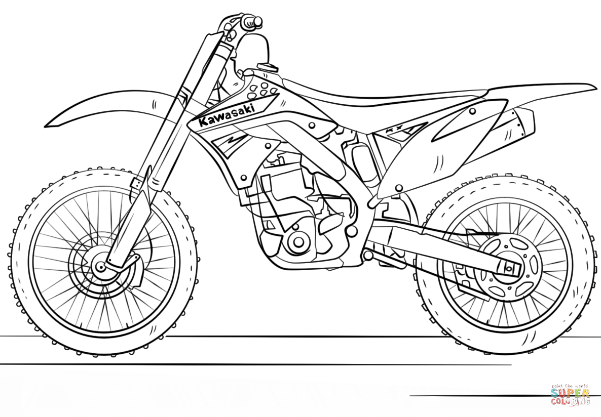 Kawasaki Motocross Bike coloring page | Free Printable ...
