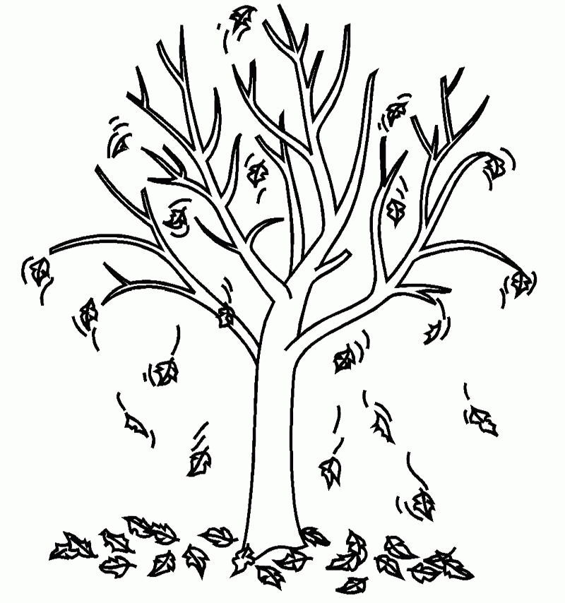 Tree Coloring Pages : Tree Fall Coloring Page Kids Coloring Art