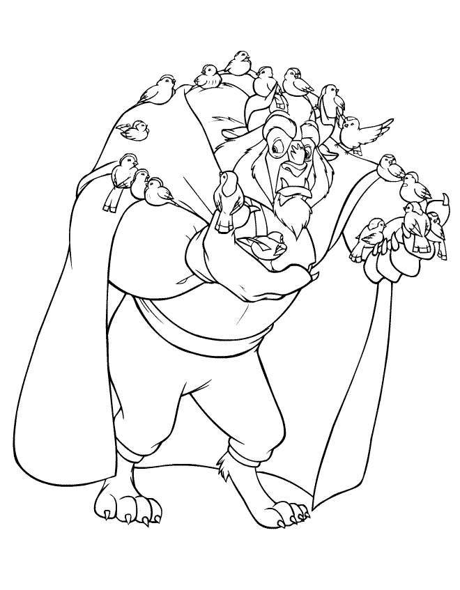 Cartoon Beast With Sparrows Coloring Pages