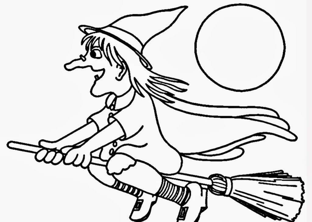 Flying Witches Happy Coloring Printable Kids Coloring Pages :Kids