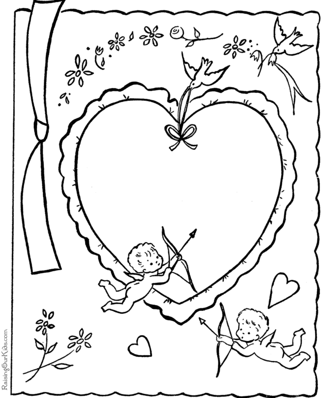 Child Valentine card coloring pages - 011