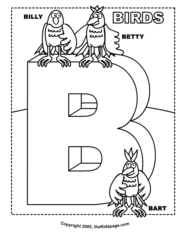 B is for Birds - Free Coloring Pages for Kids - Printable