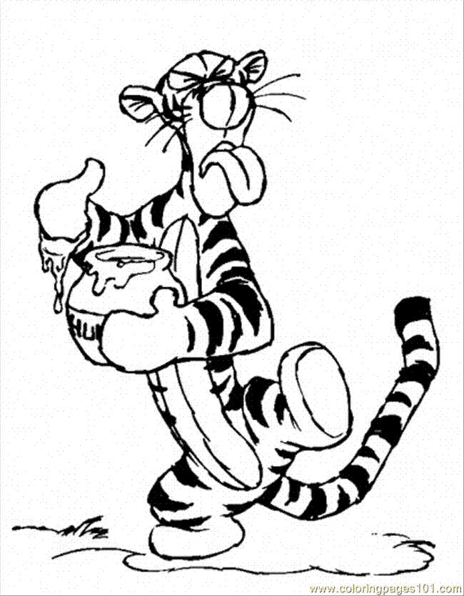 Coloring Pages Tigger Taste The Honey (Cartoons > Winnie The Pooh