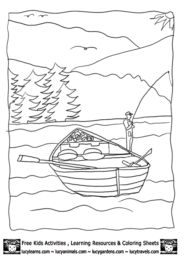 Fishing on Boat Coloring Sheet Collection,Lucy