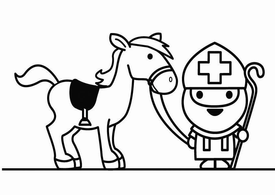 Coloring page Saint Nicholas with horse - img 26420.