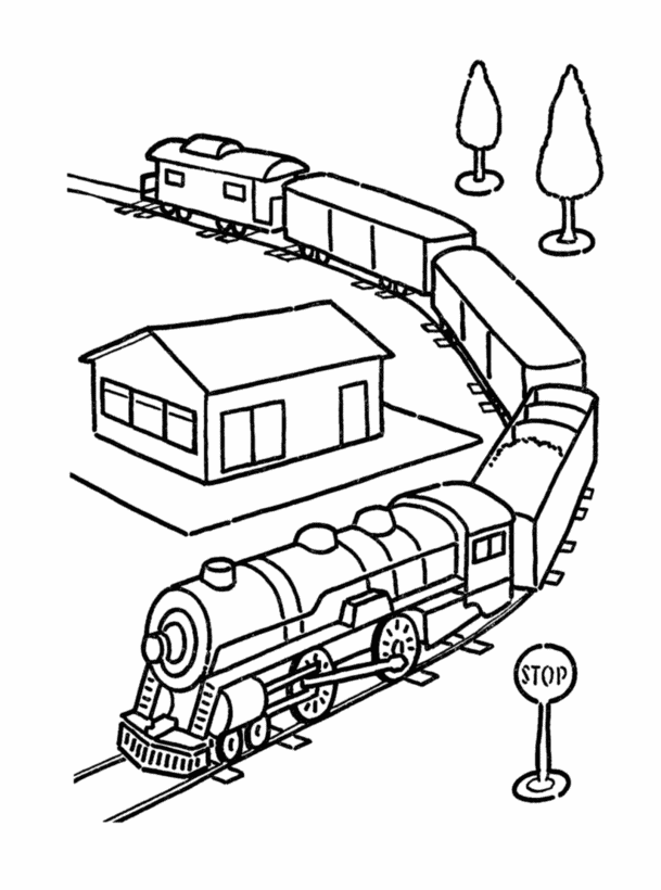 Steam Locomotive Train Coloring Pages - Transportation Coloring