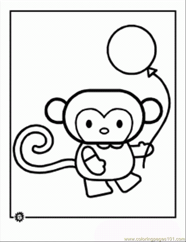 Coloring Pages Cartoon Animal Monkey (Mammals > Monkey) - free
