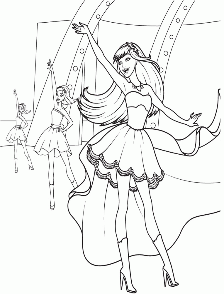 Barbie And Dancing Princesses Coloring Pages: Barbie And Dancing