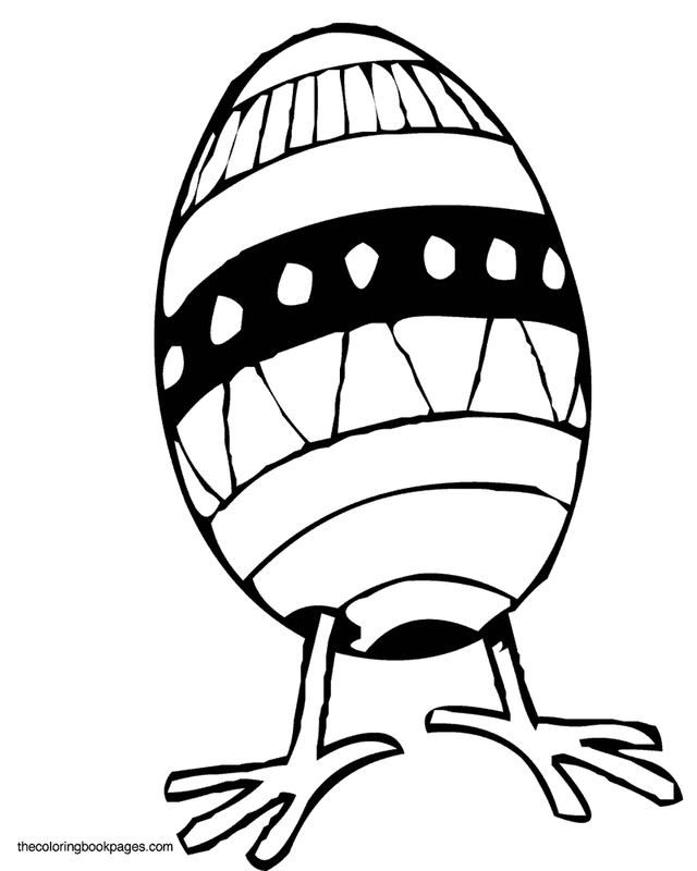 Easter Egg with chick feet - Easter eggs coloring book pages