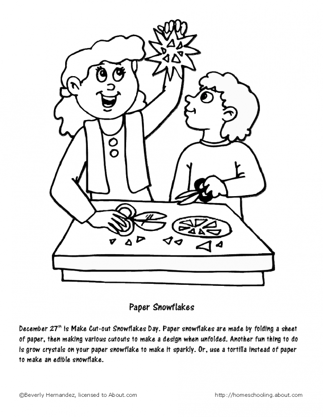Paper Snowflakes Coloring Page December Worksheets Teachable