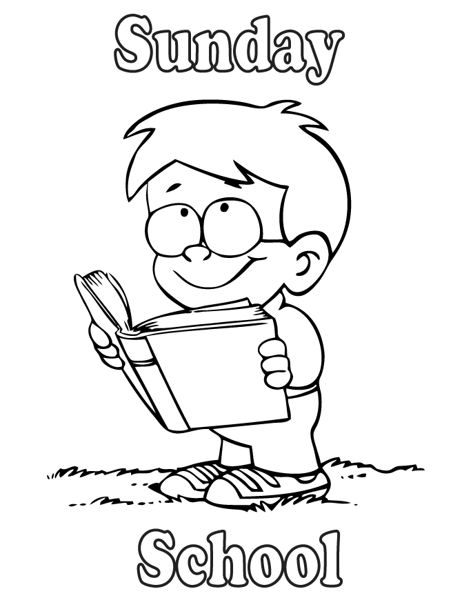 Boy Reading Bible Sunday School Coloring Page | Free Printable