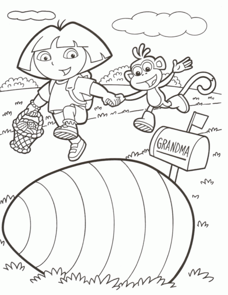 Dora-Boots-Easter-Color | Kids Cute Coloring Pages