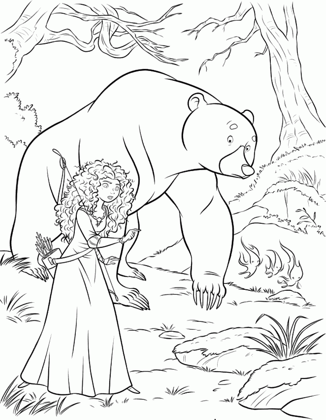 Pictures Brave Merida And Bear Coloring Pages - Princess Coloring