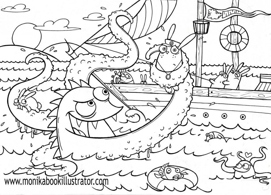 Sea Monster Coloring Pages Coloring Pages For Adults Coloring