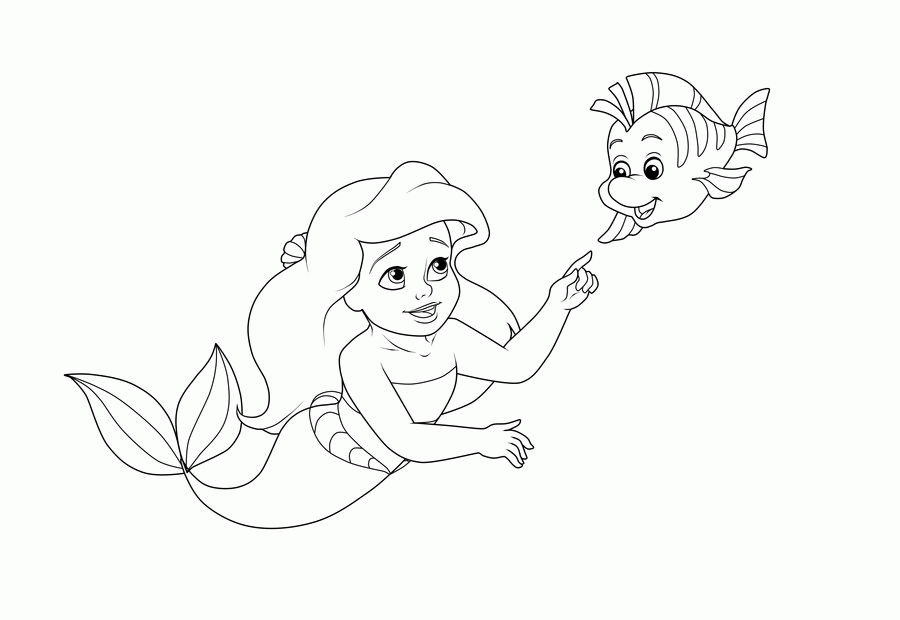 Ariel And Flounder Coloring Pages 252 | Free Printable Coloring Pages