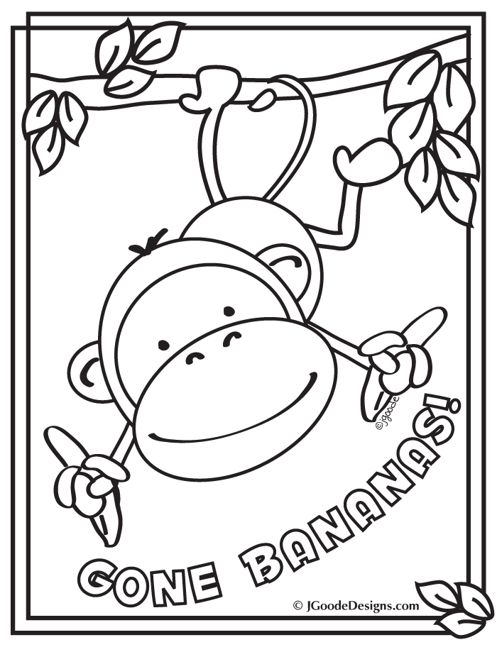 Monkey Gone Bananas Coloring Page : Printables for Kids – free