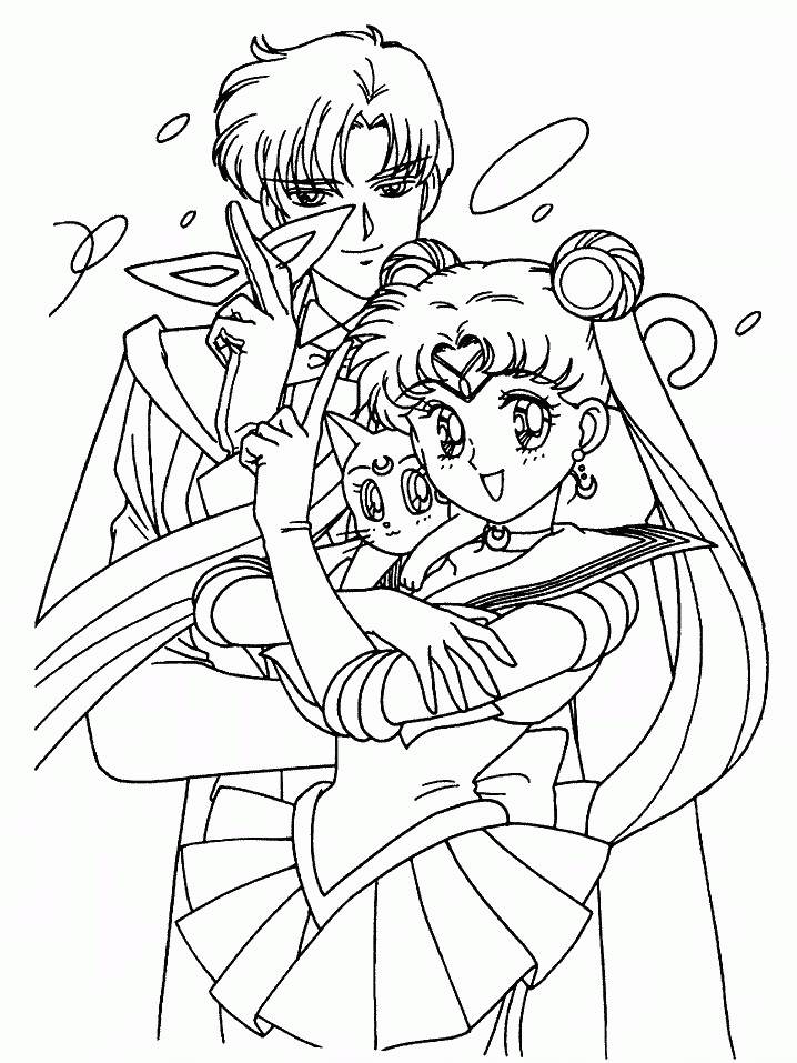 Sailor Moon Tuxedo Mask and Luna Coloring Page by Sailortwilight