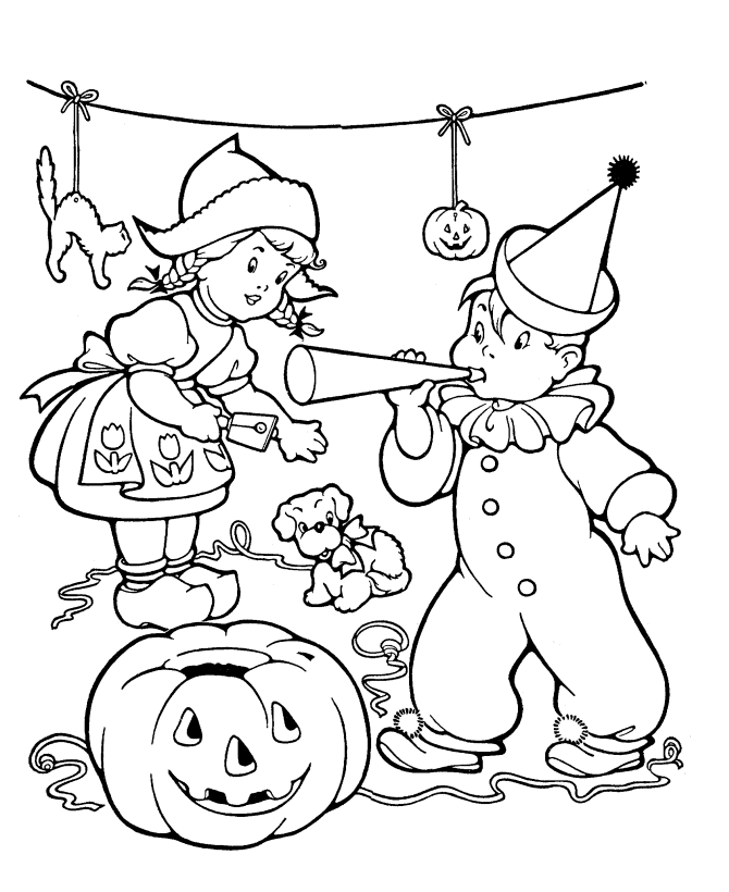 Halloween Party Coloring Page Sheets - Halloween Party Noisemakers