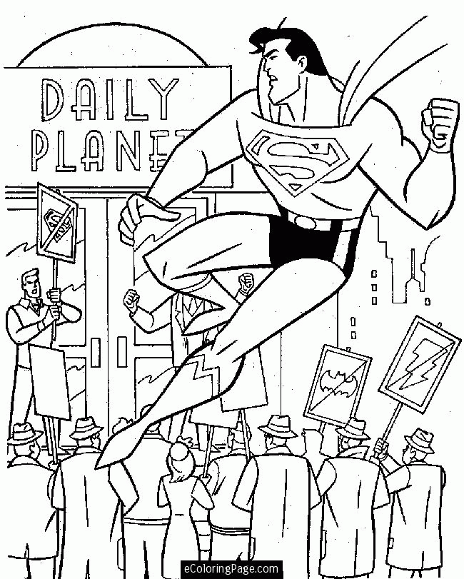 Superman in Front of the Daily Planet Coloring Pages Printable