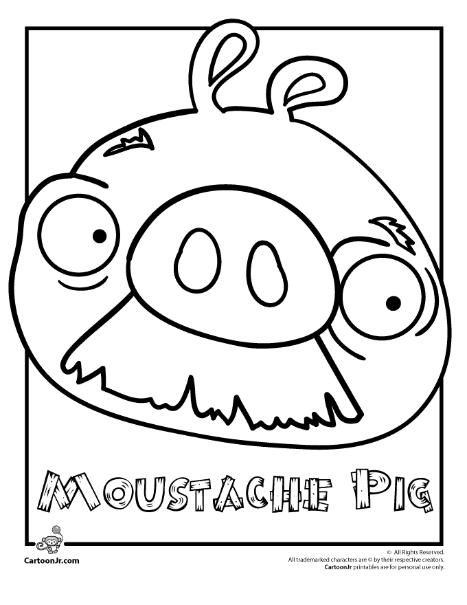 angry birds coloring pages moustache pig cartoon jr