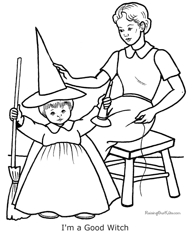 Good witch coloring pages for Halloween - 004