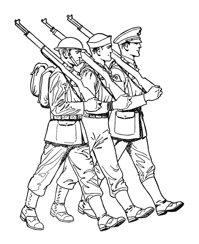 Armed Forces Day Coloring Pages |WW1 US Marine, Sailor, & Soldier ...