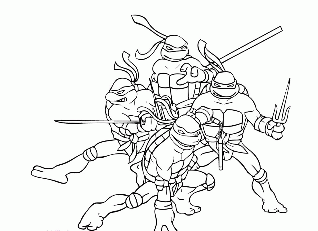 4 Ninja Turtles Coloring Page - Coloring Pages For All Ages