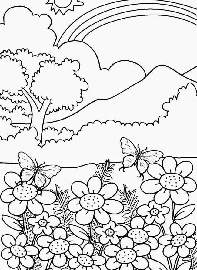 Nature Scene Coloring Sheets - Coloring Pages Now