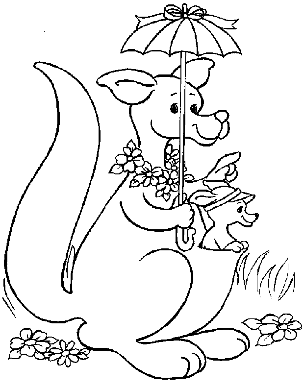 Cute Coloring Pages For Kids Kangaroo | Animal Coloring pages of ...