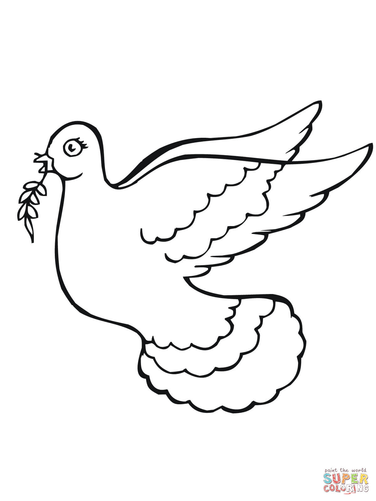 Dove Holding Olive Branch coloring page | Free Printable Coloring ...