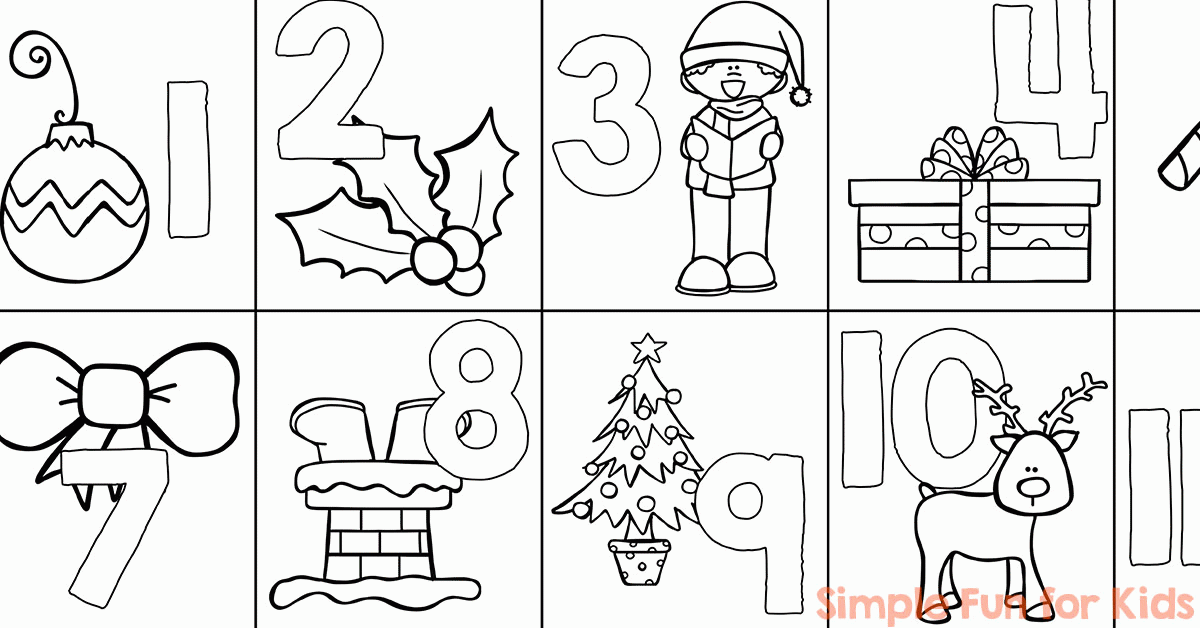Christmas Countdown Day 1: Advent Calendar Coloring Page - Simple ...