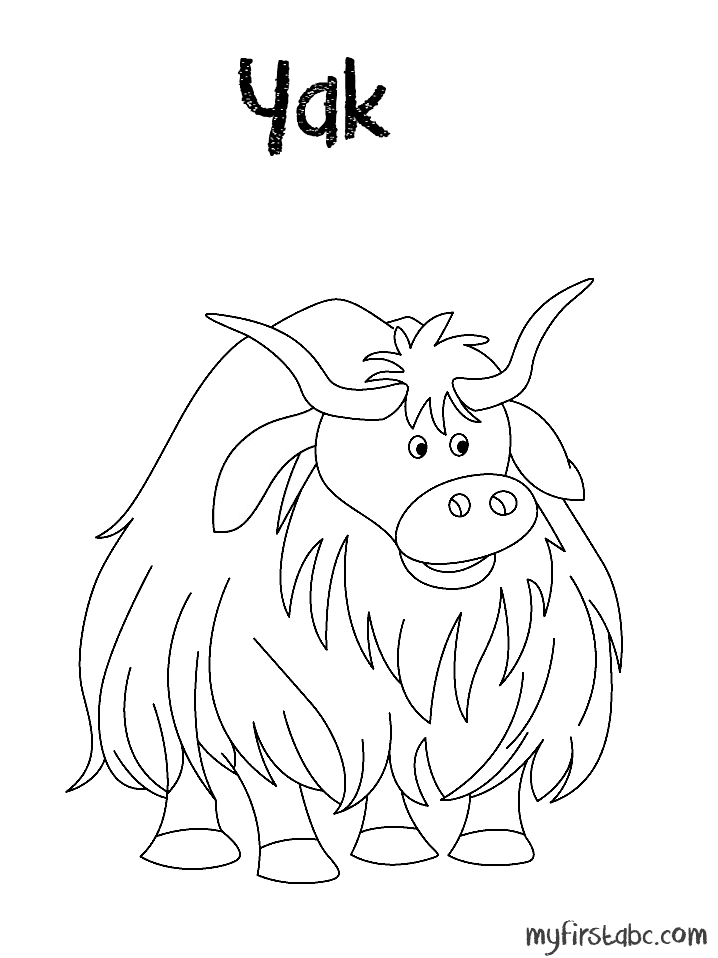Yak Coloring Page - My First ABC