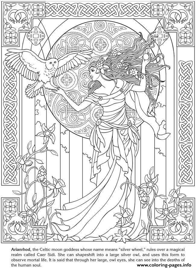 Print adult arianrhod celtic goddess Coloring pages