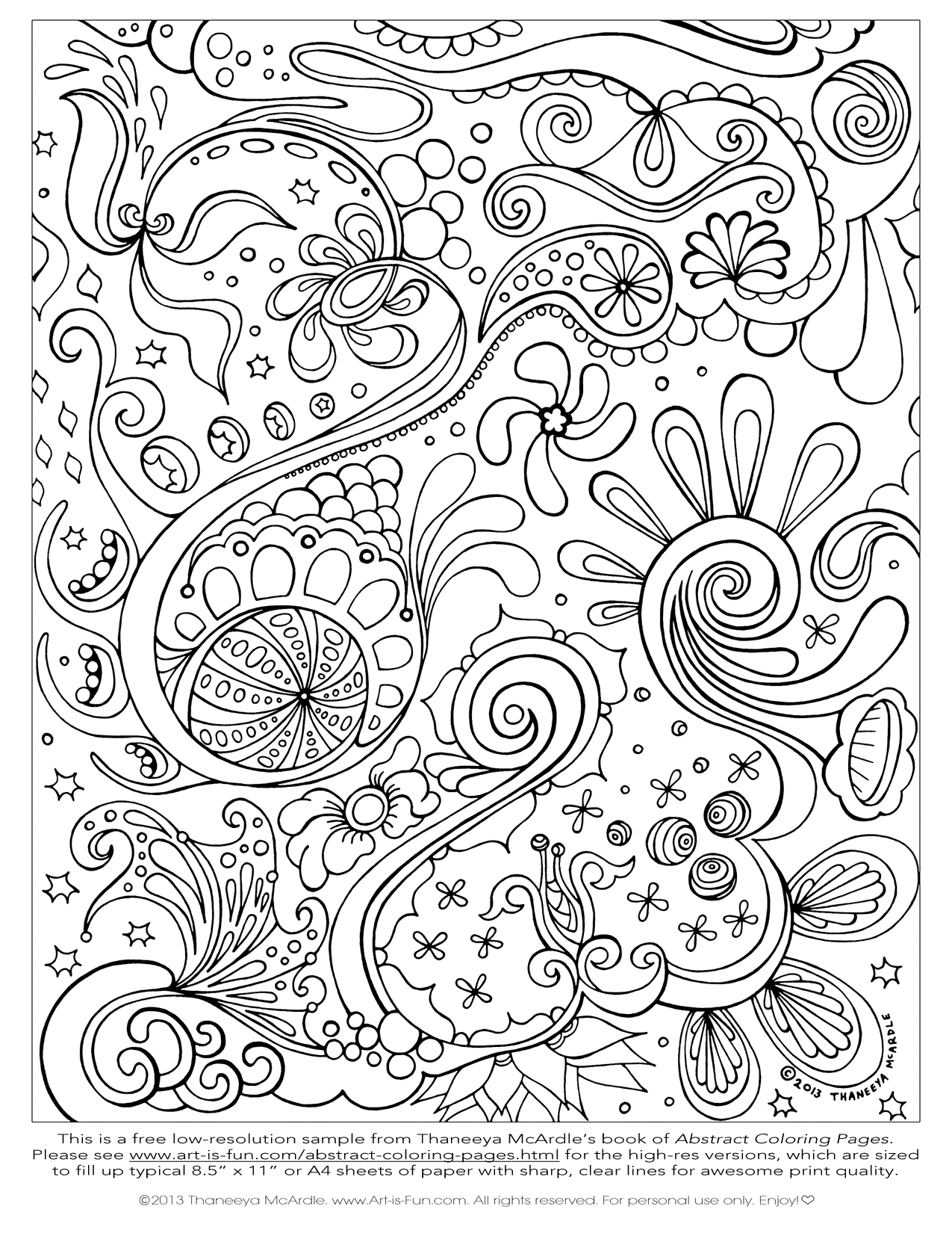 Free Abstract Coloring Page to Print: Detailed, Psychedelic ...
