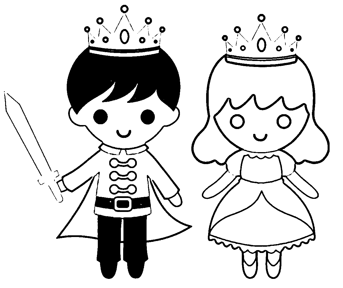 Little Boy Girl As Prince And Princess Coloring Page | 