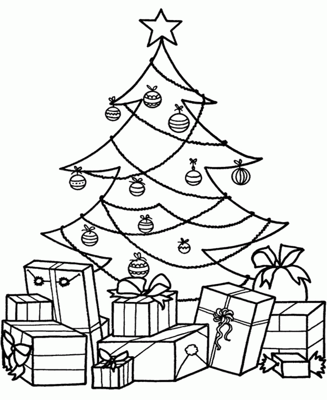 Christmas Tree With Gifts Coloring Page - Coloring Pages For All Ages