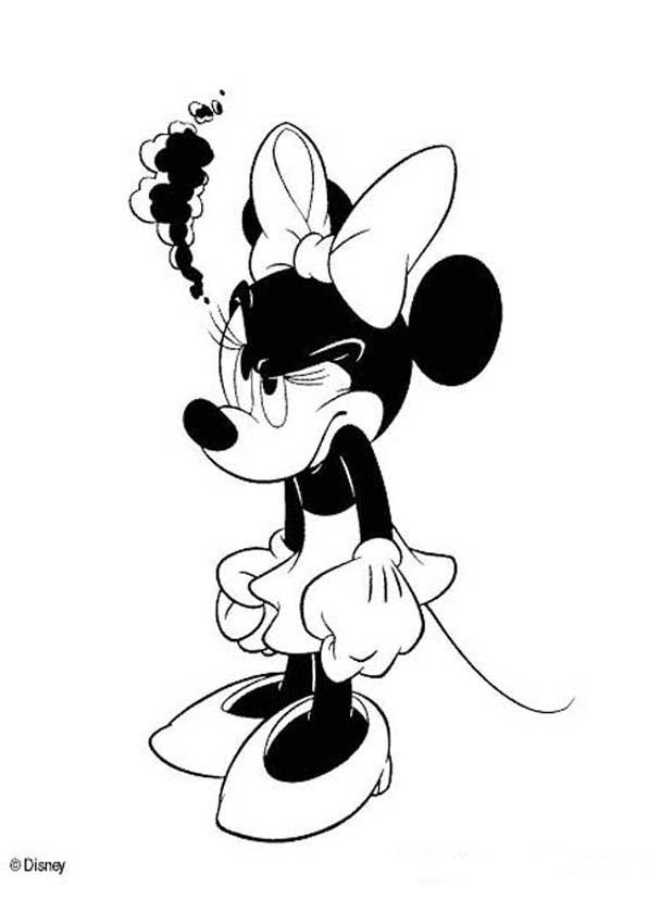 Mickey Mouse coloring pages - Minnie Mouse with a drink