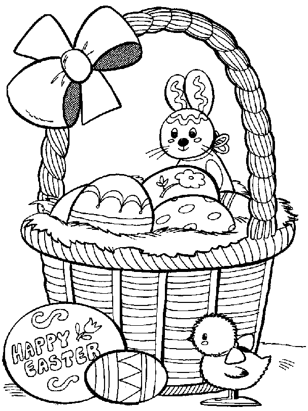 transmissionpress: Beautiful Basket of Easter Bunny Eggs Coloring