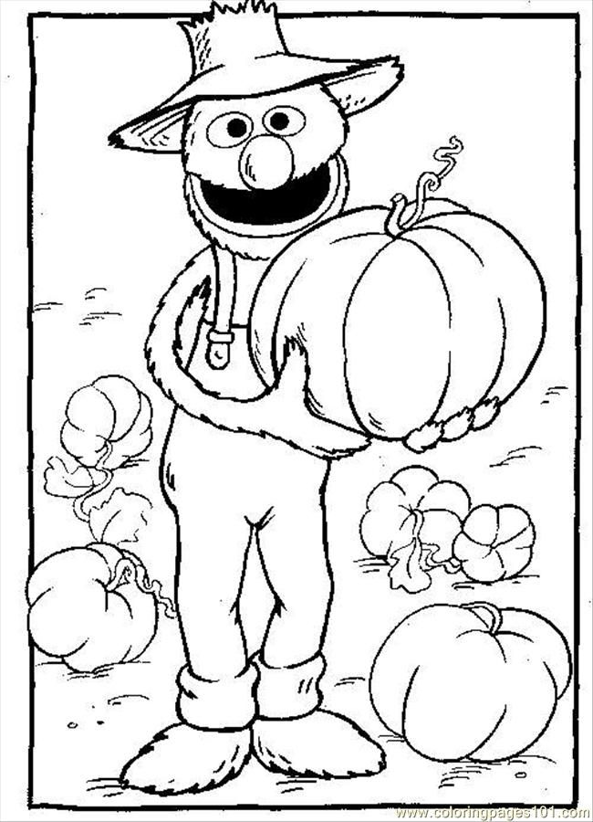 Coloring Pages Grover Pumpkin (Cartoons > Sesame Street) - free