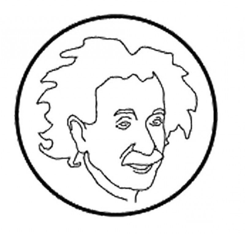 Albert Einstein Inside A Circle Coloring For Kids - Kids Colouring