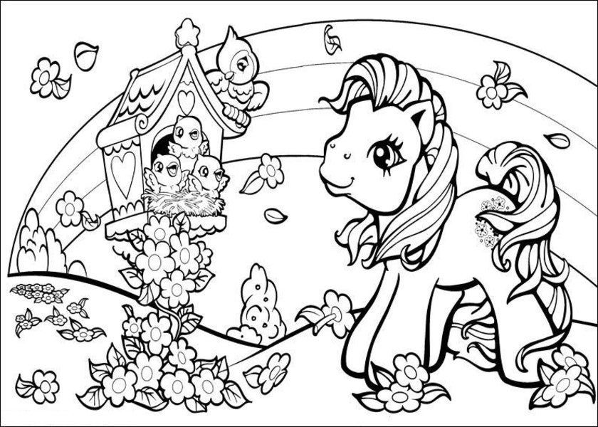 My Little Pony And Birds Coloring Pages - Disney Coloring Pages