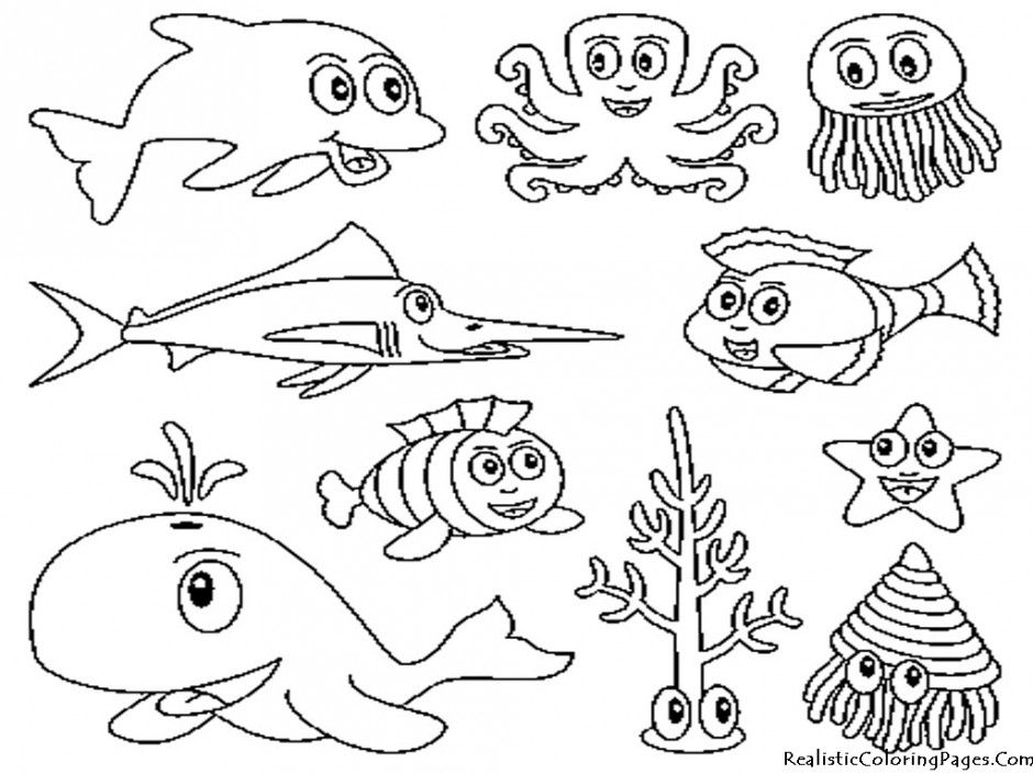 Cute Ocean Animals Coloring Pages For Kids Coloring Pages 8844