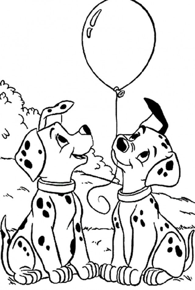 Download Two Cute Puppies And A Balloon 101 Dalmatians Coloring