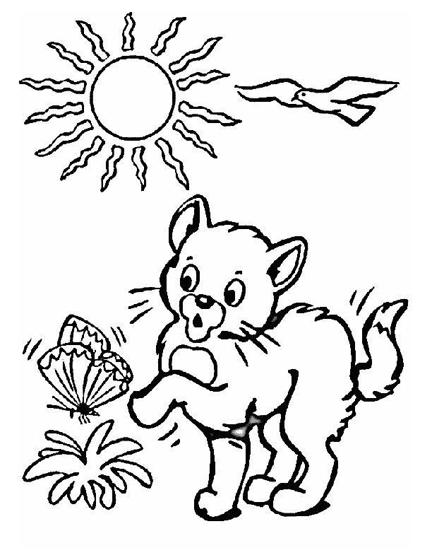 Dalmatians Chasing a Butterfly Coloring Page | Kids Coloring Page