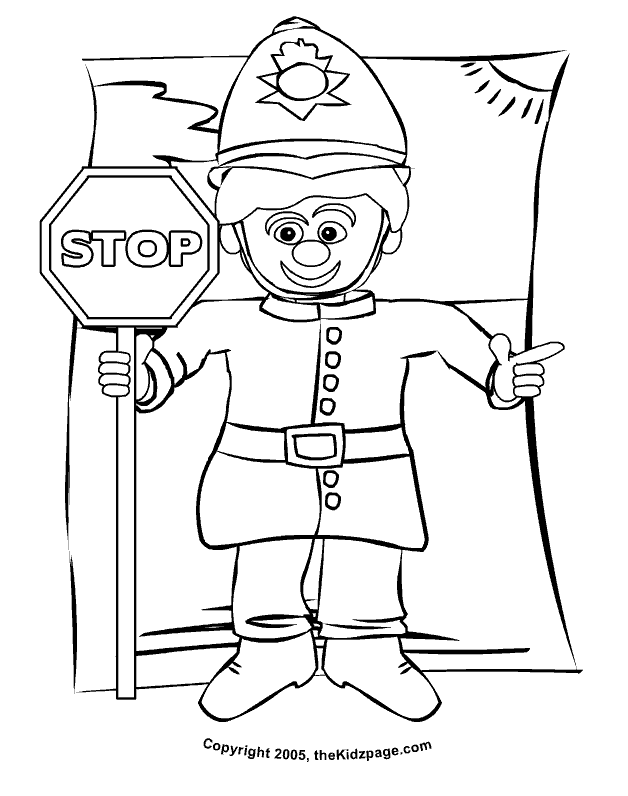 Police Officer - Free Coloring Pages for Kids - Printable