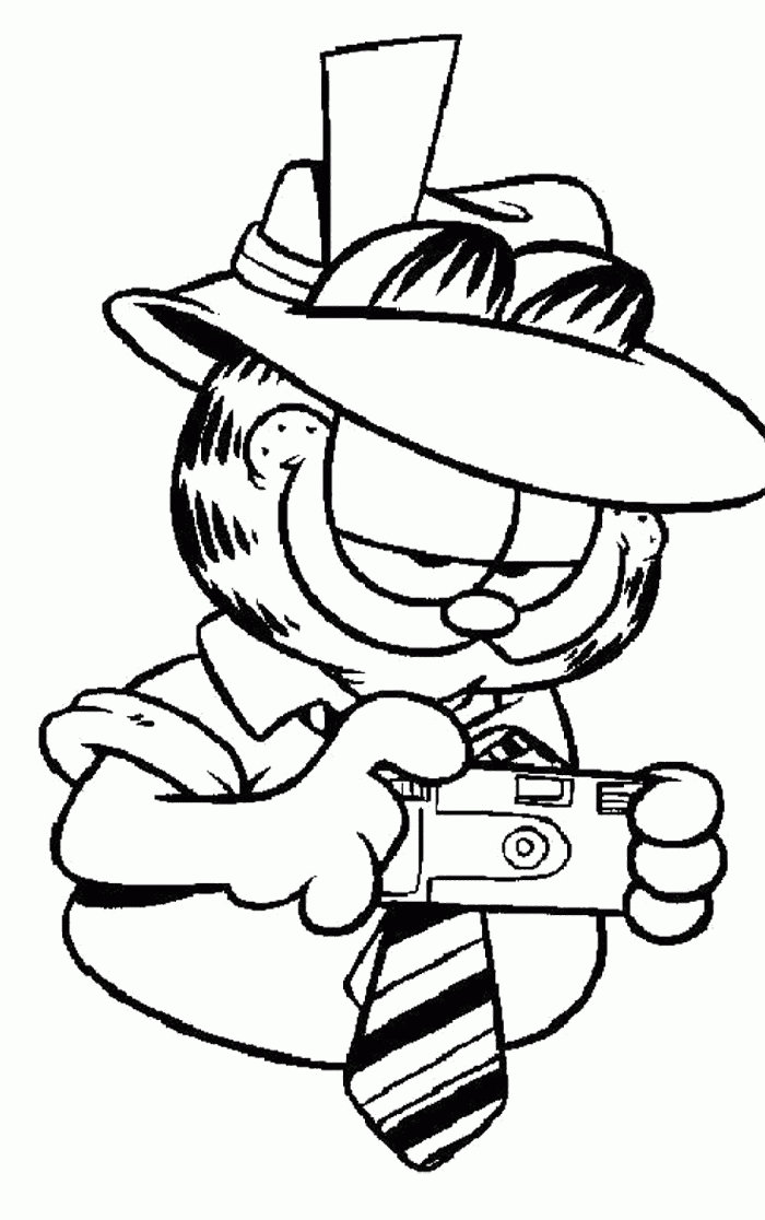 Garfield Coloring Pages : Garfield With Camera Coloring Page Kids