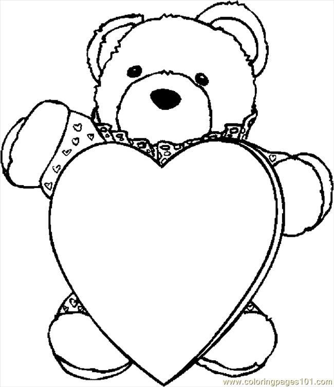 printable coloring page bear with heart holidays valentines
